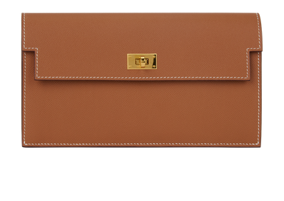 Hermes Kelly Pocket Long Wallet In Madame Calfskin Gold, front view